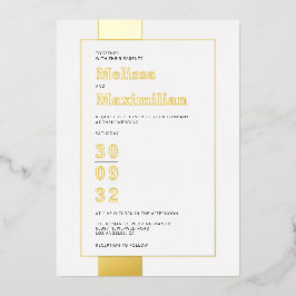 Minimal Schwarz-weißes Gold Folieneinladung