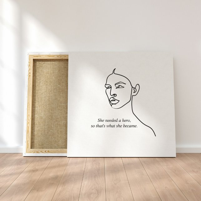 Minimal Schwarz wurde sie zu einem Helden-Inspirat Leinwanddruck (Von Creator hochgeladen)