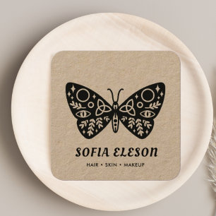 Minimal Schwarzer Schmetterling Fair & Makeup Rust Quadratische Visitenkarte