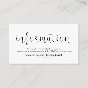 Minimal, Schwarzer Schriftart, Hochzeitsinformatio Begleitkarte