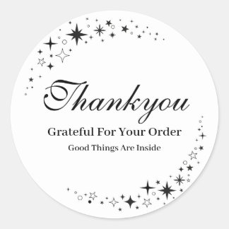 Minimal Schwarzweiß-Weiß-Thankyou-Aufkleber Runder Aufkleber