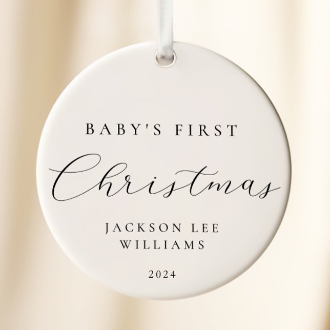 Minimal Script Baby First Christmas Ornament (Von Creator hochgeladen)