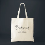 Minimal Script Bridesmaid Personalisiert Tragetasche<br><div class="desc">Die Minimal Script Bridesmaid Personalisiert Tote Bag ist ein stilvolles und funktionelles Accessoire für Ihr Brautparty. Mit seinem eleganten Drehbuch und einer individuell anpassbaren Touch ist es perfekt, um Hochzeitstundenessenzielle und einen durchdachten Sake zu tragen.</div>