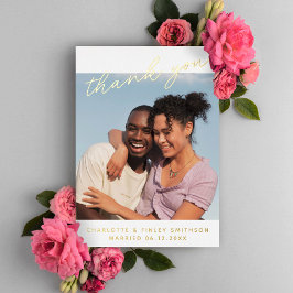 Minimal Script Chic Personalisiert Wedding Vielen Folien Feiertagskarte