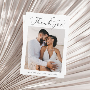 Minimal Script Foto Hochzeit Danke Karte