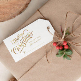 Minimal Script frohe Weihnachts Gold Foil Geschenkanhänger