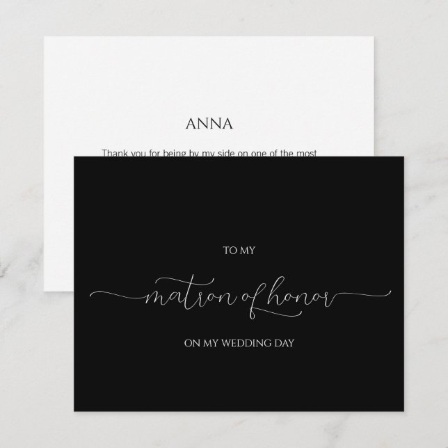 Minimal Script Matron of Honor Danke-Karte Einladung (Vorne/Hinten)