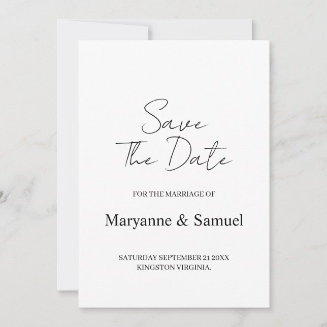 Minimal Script Photo Save the Date (Devant)