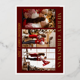 Minimal Script Red Merry Christmas Foil Karte
