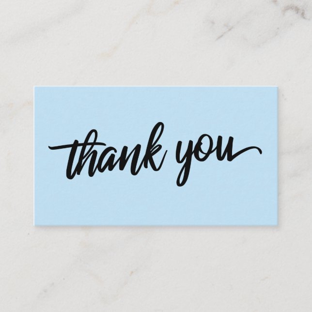 Minimal Script Typografie Baby Blue Vielen Dank Begleitkarte (Vorderseite)