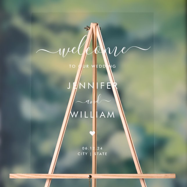 Minimal Script Wedding Party Welcome White (Neutre)