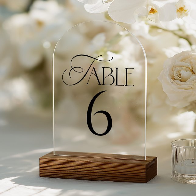 Minimal Script Wedding Table Number Acryleinladungen (Von Creator hochgeladen)