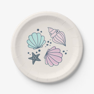 Minimal Seashell Birthday Paper Plate Pappteller