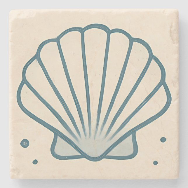 Minimal Seashell Ocean Art Tile Steinuntersetzer (Vorderseite)