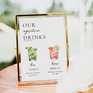 Minimal Signature Drink Sign, 400+ Drinks Poster