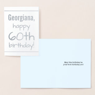 Minimal Silber Foil 60. Geburtstag Grußkarte Folienkarte