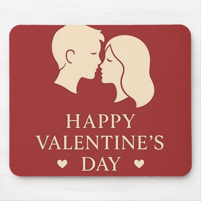 Minimal Silhouette Romantic Valentines Office Mousepad (Vorne)