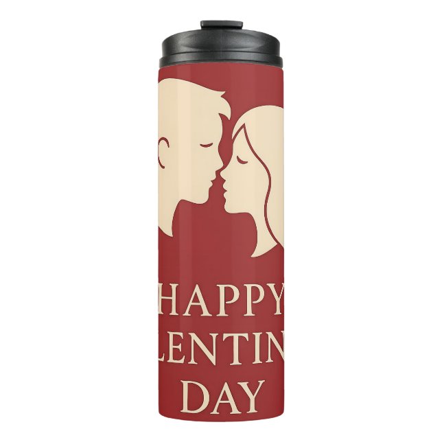 Minimal Silhouette Romantic Valentines Travel Thermosbecher (Vorderseite)