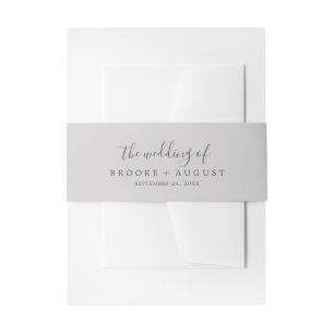 Minimal Silver Gray Wedding Einladung Bauchband Einladungsbanderole