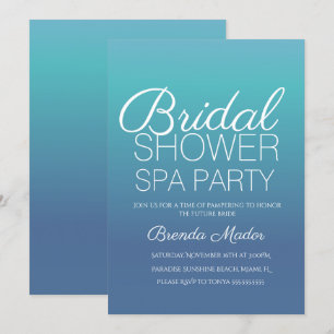 Minimal Simple Blue Ombre Wellness-Center Party Br Einladung