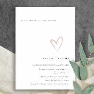 Minimal Simple Blush Heart Couples Invitation de d