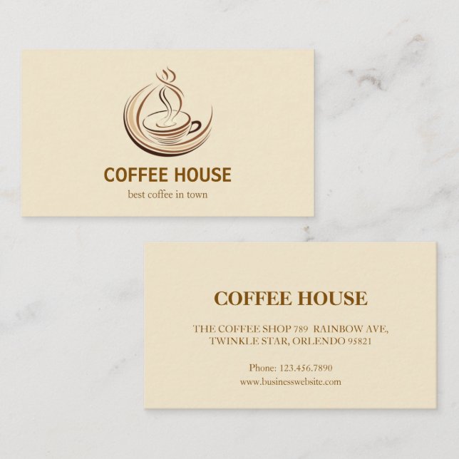 Minimal Simple Coffee Shop barista Visitenkarte (Vorne/Hinten)
