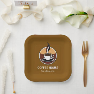 Minimal Simple Coffee Shop barista Visitenkarte Pappteller