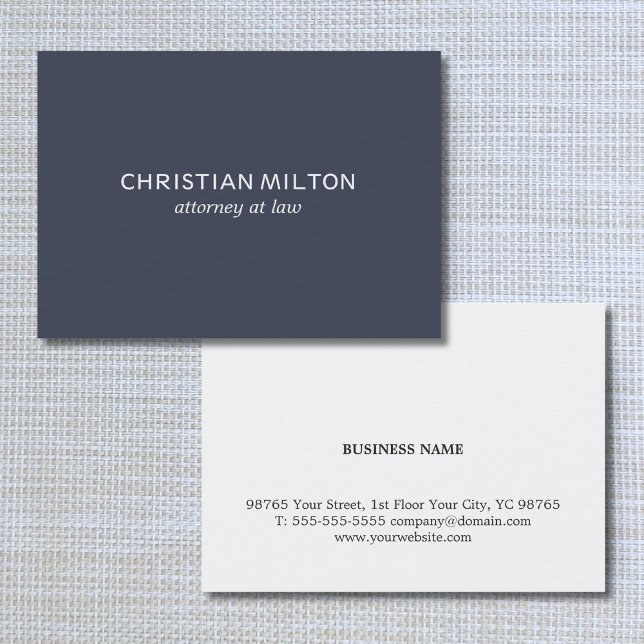 Minimal Simple Elegant Blue White Attorney auf dem Visitenkarte (Von Creator hochgeladen)