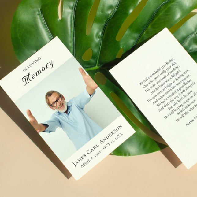 Minimal Simple Foto Memorial Beileid Beerdigung Visitenkarte (Von Creator hochgeladen)