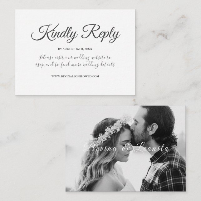 Minimal Simple Great Vibes Script Wedding Website Begleitkarte (Vorne/Hinten)