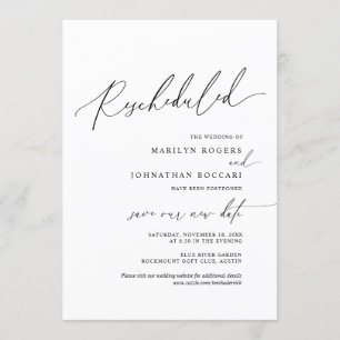 Minimal Simple, invitation de mariage reprogrammée