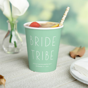 Minimal Simple Mint Green Bride Stamm Bachelorette Pappbecher