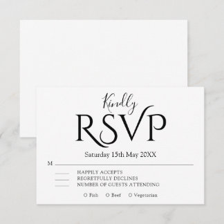 Minimal Simple modern Elegant Wedding RSVP Karte