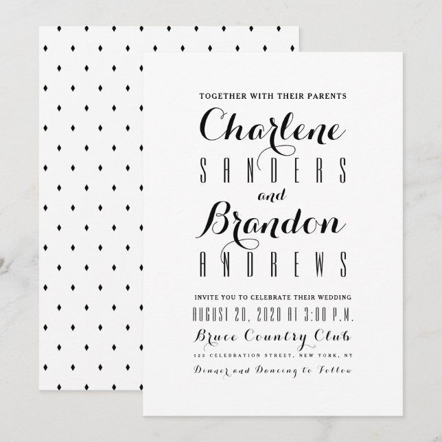 Minimal Simple Moderne Élégant Mariage Invitations (Devant / Derrière)