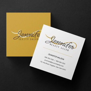 Minimal Simple White Gold Schönheitssalon Esthetic Quadratische Visitenkarte