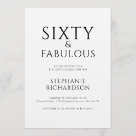 Minimal Sixty and Fabulous 60th Birthday Party  Einladung
