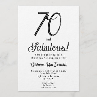 Minimal Sixty and Fabulous 70th Birthday Party Einladung