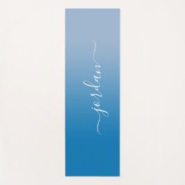 Minimal Sky Blue Gradient White Script Name Yogamatte