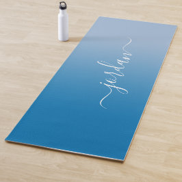Minimal Sky Blue Gradient White Script Name Yogamatte