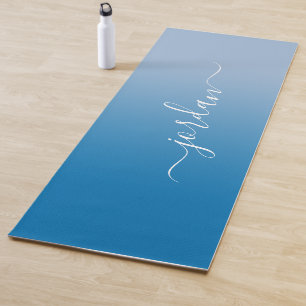 Minimal Sky Blue Gradient White Script Name Yogamatte
