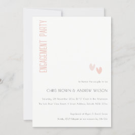 Minimal Soft Elegant Dusky Rosa Herz Verlobung Einladung