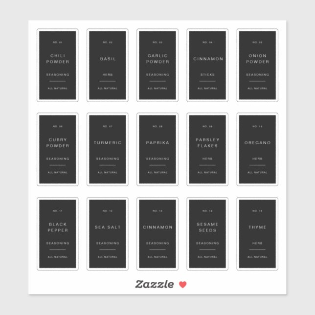 Minimal Spice Jar Labels Pantry Storage Stickers (Feuille)