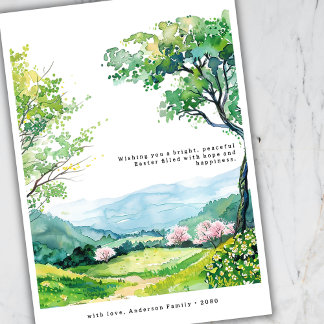 Minimal Spring Landscape Art Easter Greetings Card Feiertagskarte