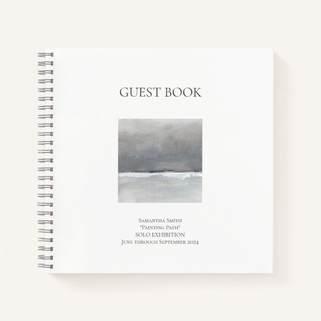 Minimal Square Art Show Ausstellung Gästebuch Notizbuch (Vorderseite)