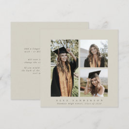 Minimal Square Beige Rahmen Triple Foto Abschluss Ankündigung