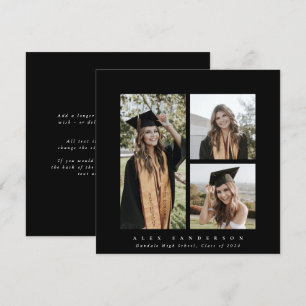 Minimal Square Black Frame Triple Foto Abschluss Ankündigung