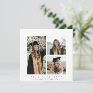Minimal Square White Frame Triple Foto Abschluss Ankündigung