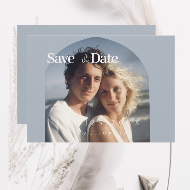 Minimal staubfreie blueFlat Save the Date Card (Von Creator hochgeladen)