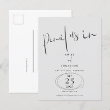 Minimal Stift uns in Script gray Save the Date