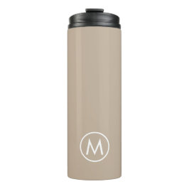 Minimal stilvolle Beige Monogram Travel Mug Thermosbecher